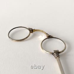 19th Century Silver-Plated Hand Mirror, Antique Lorgnon, Napoleon III