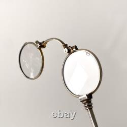 19th Century Silver-Plated Hand Mirror, Antique Lorgnon, Napoleon III