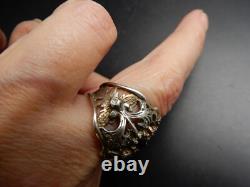 19th Century Vermeil Silver Ring Size 54 Beautiful Jewelry Stones Wear Antique Jewelry