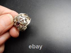 19th Century Vermeil Silver Ring Size 54 Beautiful Jewelry Stones Wear Antique Jewelry