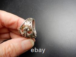 19th Century Vermeil Silver Ring Size 54 Beautiful Jewelry Stones Wear Antique Jewelry
