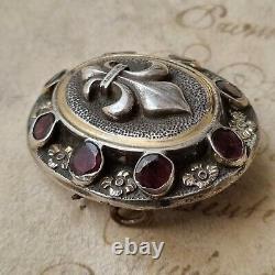 19th Old Brooch Flowers Of Lys Grenats And Silver Garnet Brooch 19thc