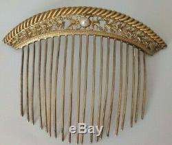 1 Old Tiara Empire Gilt Sterling Silver & Gold 1800 Pearl Tiara Comb