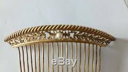 1 Old Tiara Empire Gilt Sterling Silver & Gold 1800 Pearl Tiara Comb