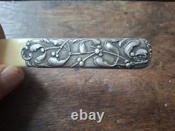 1 Open Letter Antique Art Nouveau Silver-Plated Metal? 23 cm Sleeve? Antique