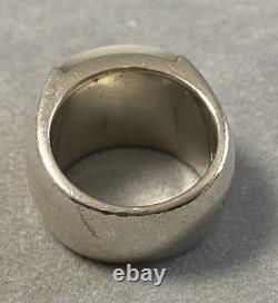22g Antique Silver Ring Garnet Mother of Pearl Solid Silver Ring