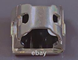 24g Large antique silver ring Hematite signet ring solid silver size T54