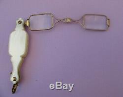 2771 Hand To Face, Spectacles, Glasses, Eyeglasses Old Pearl Silver Massive Gilt