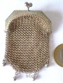 2 Antique Purse Coin Pouches, Same Model, in Solid Silver