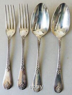 4 Cutlery In Solid Argent Minerva Old Spoon Forks 19th Century