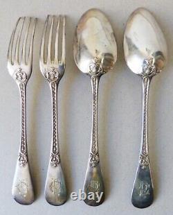 4 Cutlery In Solid Argent Minerva Old Spoon Forks 19th Century