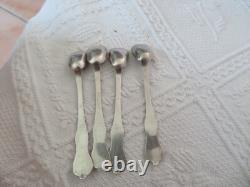 4 antique solid silver salt spoons by L & R and 2 crossed oars