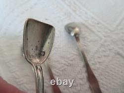 4 antique solid silver salt spoons by L & R and 2 crossed oars