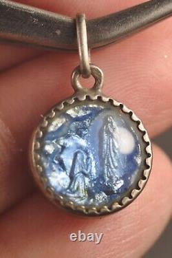 5 Ancient Religious Solid Silver Enameled Antique Medals