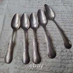 5 Antique 19th Century Silver Coffee Spoons European Sterling Silver