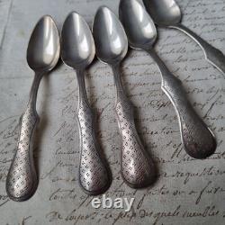 5 Antique 19th Century Silver Coffee Spoons European Sterling Silver