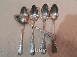 5 Old Little Spoonfuls Solid Silver Poinconne Epoch 1900 Medaillon