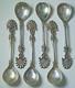 6 Antique Sterling Silver Salt Spoons Wild Boar Palmettes 19th Century