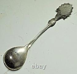 6 ANTIQUE STERLING SILVER SALT SPOONS WILD BOAR PALMETTES 19th CENTURY