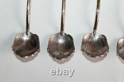 6 Old Cocktail Spoons In Solid Silver 800 And Vermeil Decoration Ants