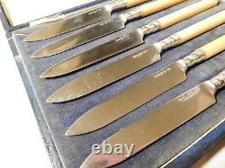 6 Old Dessert Knives 19th Solid Silver