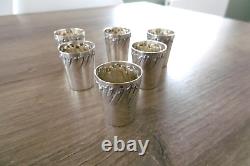 6 Old Liqueur Cups In Solid Silver Minerva 95 Gr