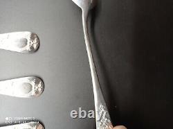 6 Old Small Spoon In Solid Silver Decoration Floral Medallion In Box