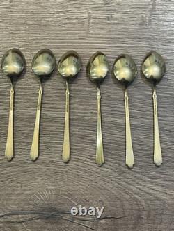 6 antique Moka silver gilt enamel teaspoons Denmark