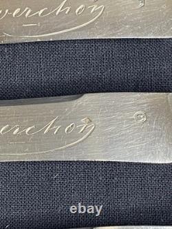 6 antique knives with solid silver blades Minerva mother-of-pearl handles