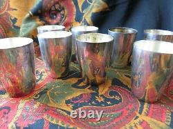 8 Old Small Cups Solid Silver Buckets 835 Foreign Poincon