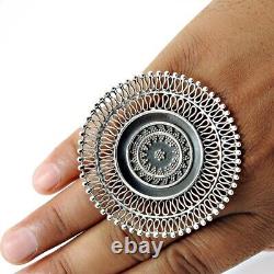 925 Solid Silver Halloween Gift Antique Filigree Ring Size 9 E3