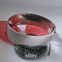 925 Sterling Silver Engraved Opening Bangle Anchor Lion Hallmarks 1960 Vintage 58g