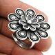 925 Sterling Silver Vintage Cocktail Flower Ring Size 9 D69