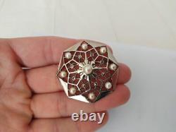 ANTIQUE ART DECO BROOCH STERLING SILVER CULTURED PEARLS marcasites 1930 star