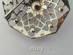 ANTIQUE ART DECO BROOCH STERLING SILVER CULTURED PEARLS marcasites 1930 star