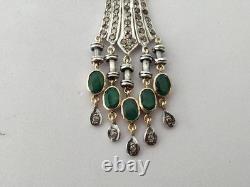 ANTIQUE ART DECO PENDANT 18K GOLD SOLID SILVER EMERALD DIAMOND chandelier 1930