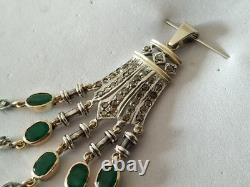 ANTIQUE ART DECO PENDANT 18K GOLD SOLID SILVER EMERALD DIAMOND chandelier 1930
