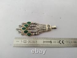 ANTIQUE ART DECO PENDANT 18K GOLD SOLID SILVER EMERALD DIAMOND chandelier 1930