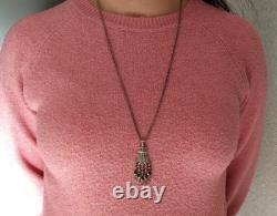 ANTIQUE ART DECO PENDANT 18K GOLD SOLID SILVER EMERALD DIAMOND chandelier 1930