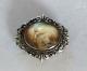 Antique Brooch 19th Century Solid Silver & 18k Gold Painted Miniature Renaissance Style
