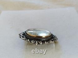 ANTIQUE BROOCH 19th CENTURY SOLID SILVER & 18K GOLD PAINTED MINIATURE RENAISSANCE STYLE