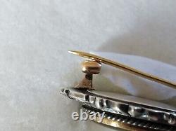 ANTIQUE BROOCH 19th CENTURY SOLID SILVER & 18K GOLD PAINTED MINIATURE RENAISSANCE STYLE