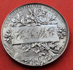 ANTIQUE CHRISTIAN WEDDING MEDAL OF THE 19TH CENTURY IN SOLID SILVER 1894