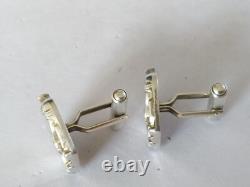 ANTIQUE CUFFLINKS SOLID SILVER ART DECO MODERNIST CUBIST Sagittarius