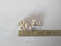 ANTIQUE CUFFLINKS SOLID SILVER ART DECO MODERNIST CUBIST Sagittarius