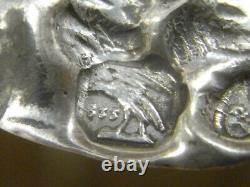 ANTIQUE FLAT PLATE SILVER TRAY PLATE SOLID SILVER PORTUGUESE HALLMARKS 172 grams