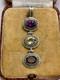 Antique Impressive Sterling Silver Pendant Topaz Amethyst Citrine Designer