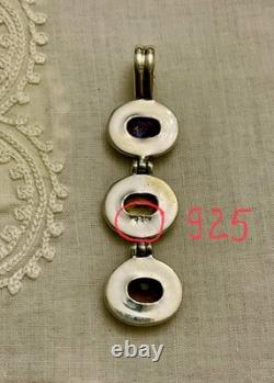 ANTIQUE Impressive STERLING SILVER PENDANT TOPAZ AMETHYST CITRINE DESIGNER