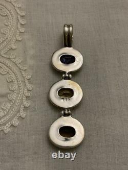 ANTIQUE Impressive STERLING SILVER PENDANT TOPAZ AMETHYST CITRINE DESIGNER