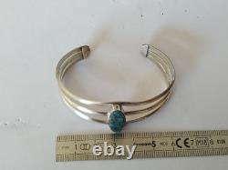 ANTIQUE NAVAJO STERLING SILVER TURQUOISE BRACELET Native Sterling